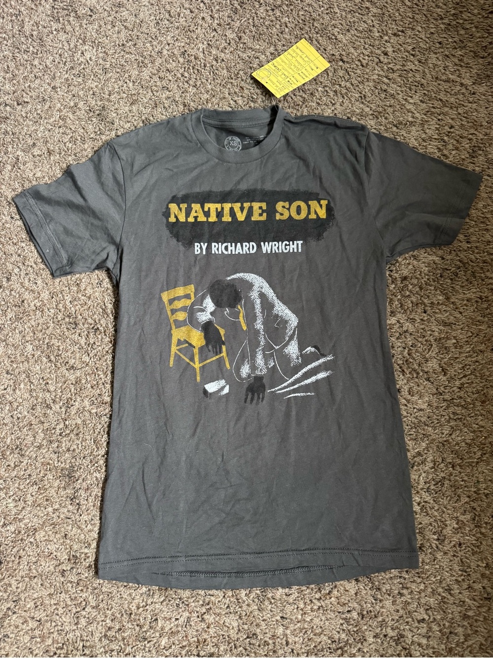 Out of Print Native Son Graphic Tee - Charcoal Gray with Yellow & White Print